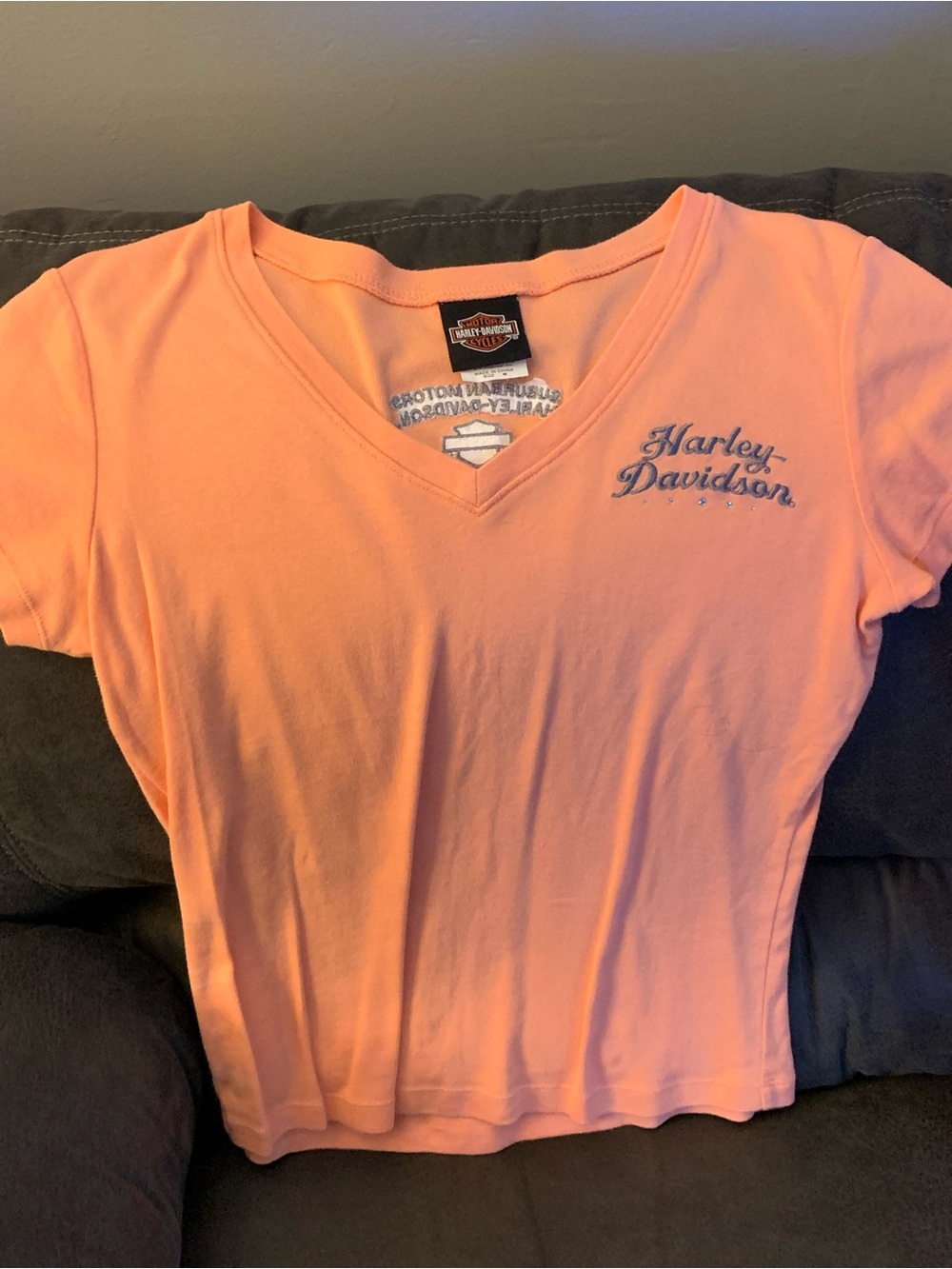 Harley-Davidson Women’s Peach Short-Sleeve V-Neck Tee
